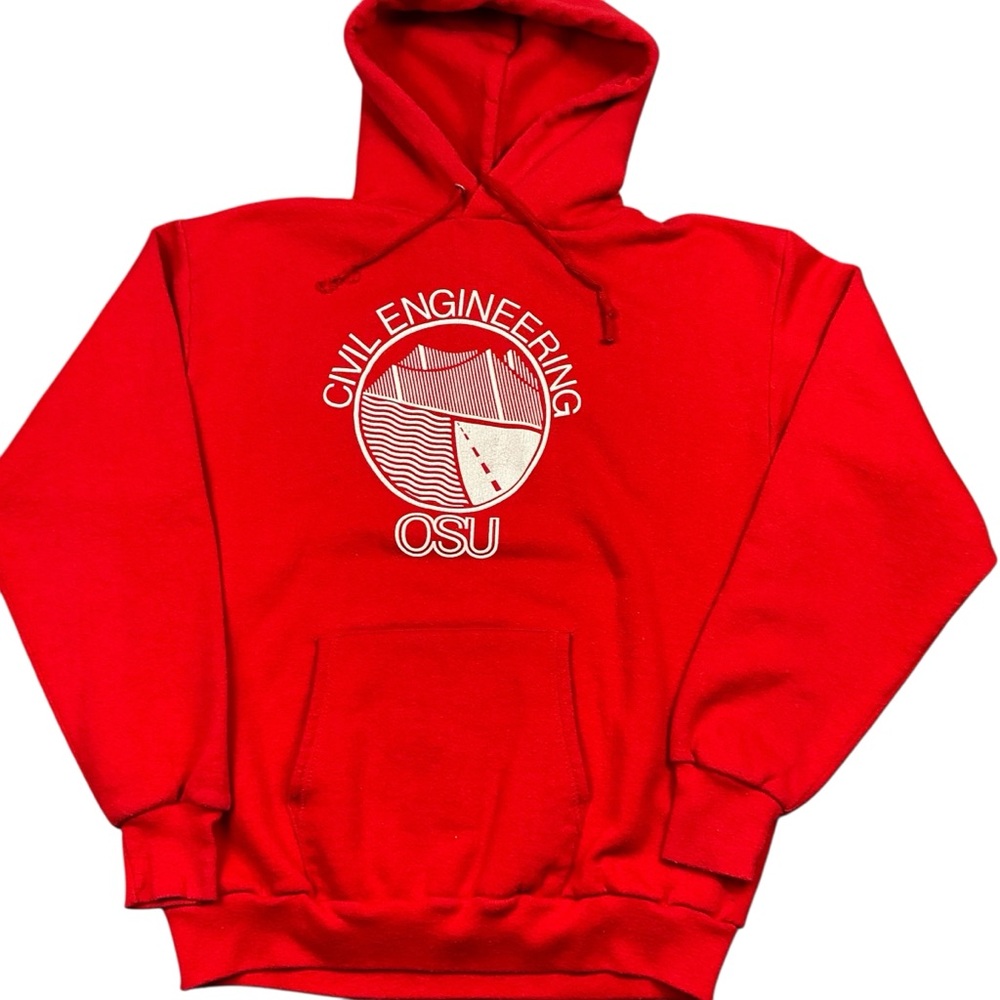 Vintage 80s Ohio State civil engineering red and white hoodie XS/S USA made